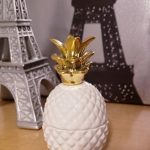 Gold & White Pineapple Jewelry Box Trinket